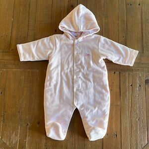 Kissy kissy pink belle rose velour footed bunting